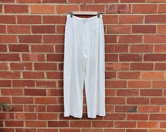 Vintage 1970s White Linen Wide Legged Pants - Etsy Vintage 1970s White Linen Wide Legged Pants - Etsy