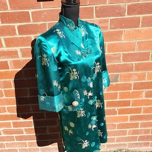 Vintage Seide Gold Blatt Jacke || Luxuriöse reine Seide || Größe S