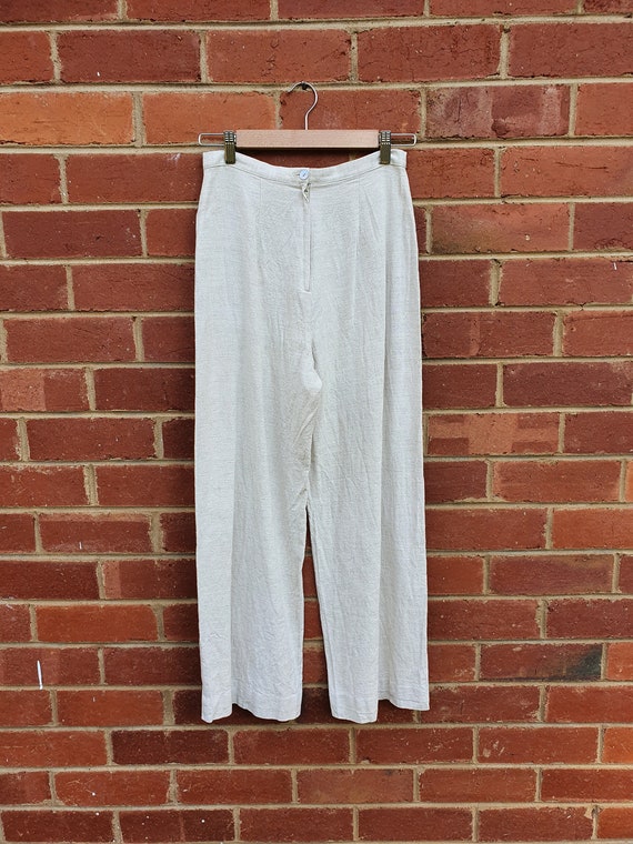 Vintage Linen Wide Leg Pants || 70s - 80s High Wa… - image 4