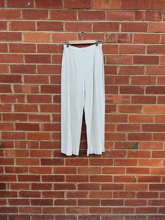 Vintage Linen Wide Leg Pants || 70s - 80s High Wa… - image 2