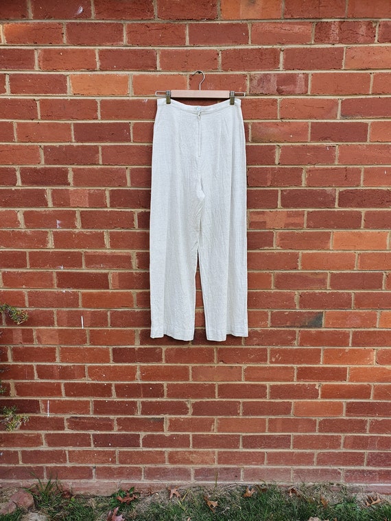 Vintage Linen Wide Leg Pants || 70s - 80s High Wa… - image 1