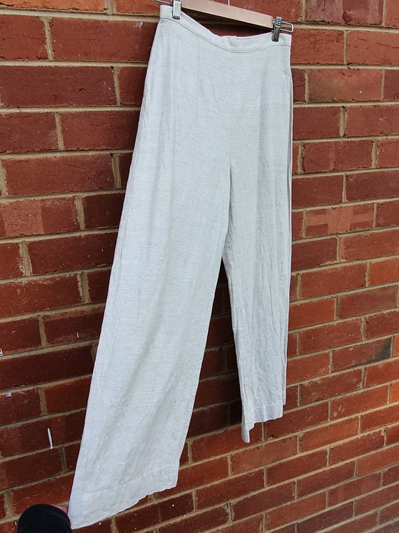 Vintage Linen Wide Leg Pants || 70s - 80s High Wa… - image 3