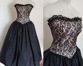 Vintage Gunne Sax 1950s Style Gothic Witchy A-Line Cocktail Dress Size Small