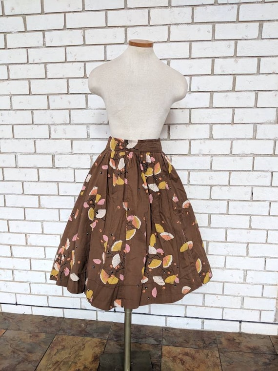 1950s Vintage Asian Fan print A-Line Circle Skirt
