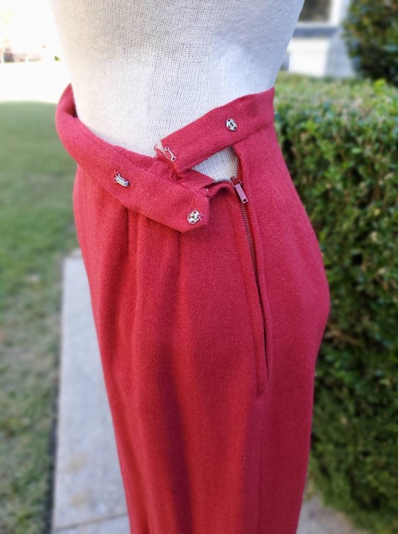 Vintage 1950s Neiman Marcus Red Cranberry Wool Sk… - image 8