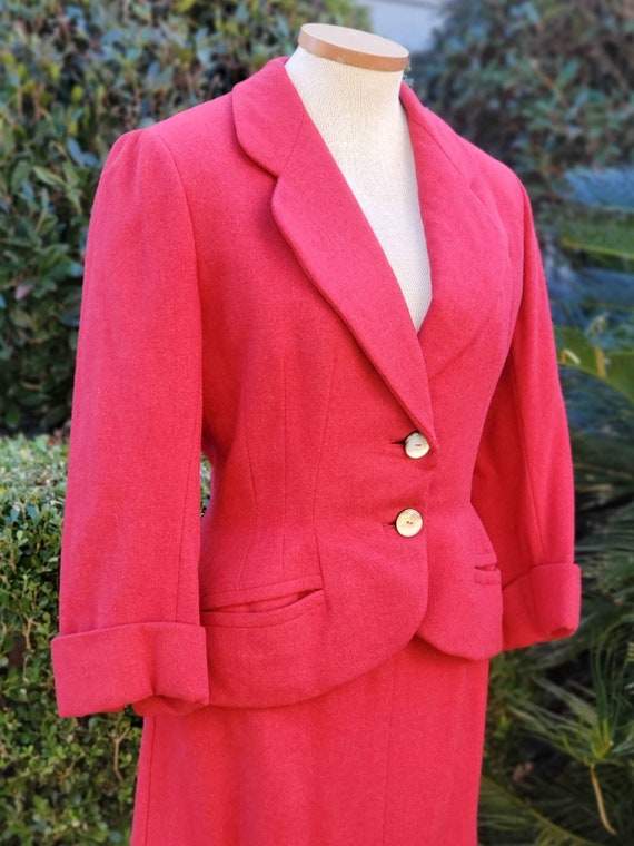 Vintage 1950s Neiman Marcus Red Cranberry Wool Sk… - image 6