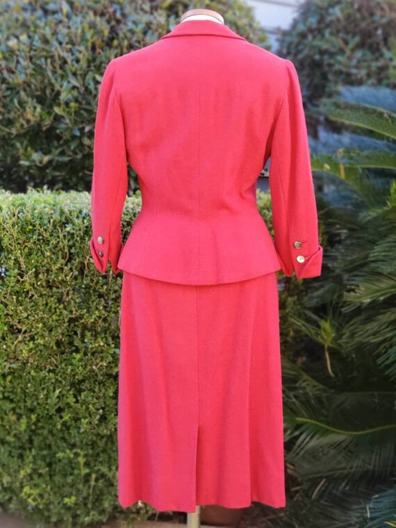 Vintage 1950s Neiman Marcus Red Cranberry Wool Sk… - image 4