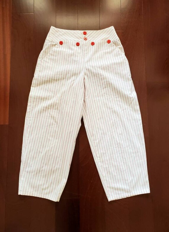 Vintage 1970s You Babes Sailor Style White Red Str