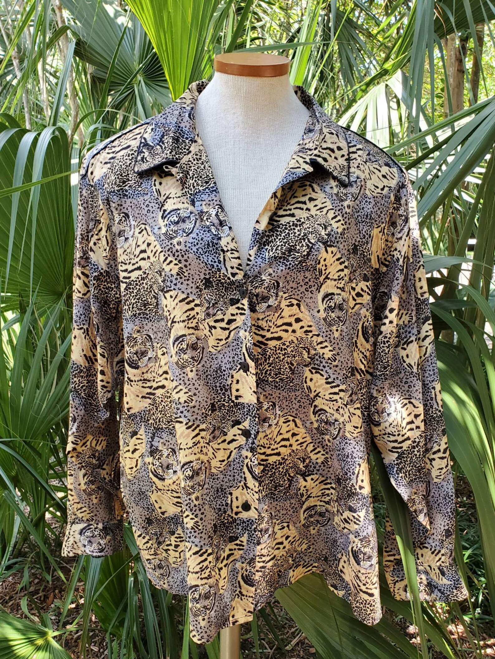 Vintage 1980s Anna and Frank Leopard Tiger Print Silk Blouse | Etsy