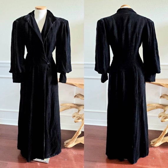 Vintage 1930s Black Velvet Evening Glamour Princes