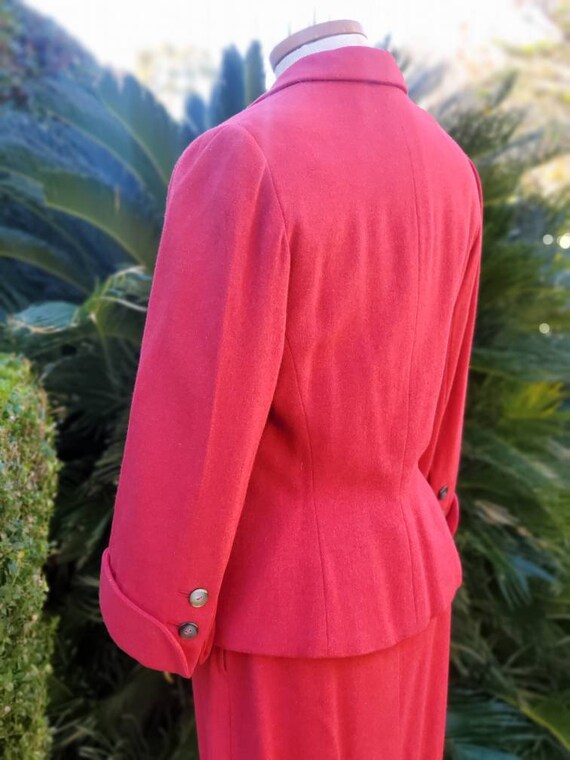 Vintage 1950s Neiman Marcus Red Cranberry Wool Sk… - image 7