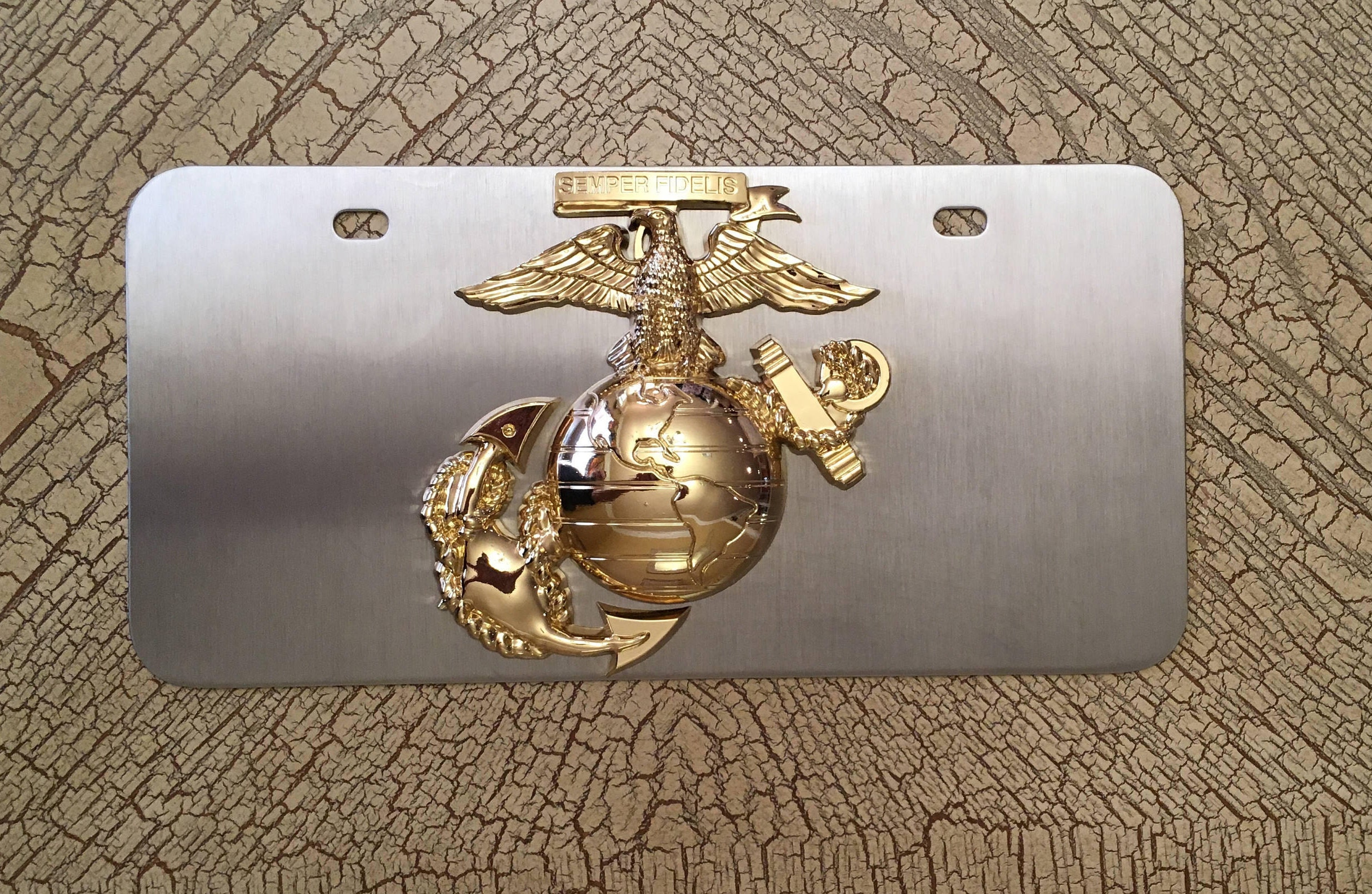 USMC MARINE License Plate Plaque Sign EGA Stainless Steel Etsy