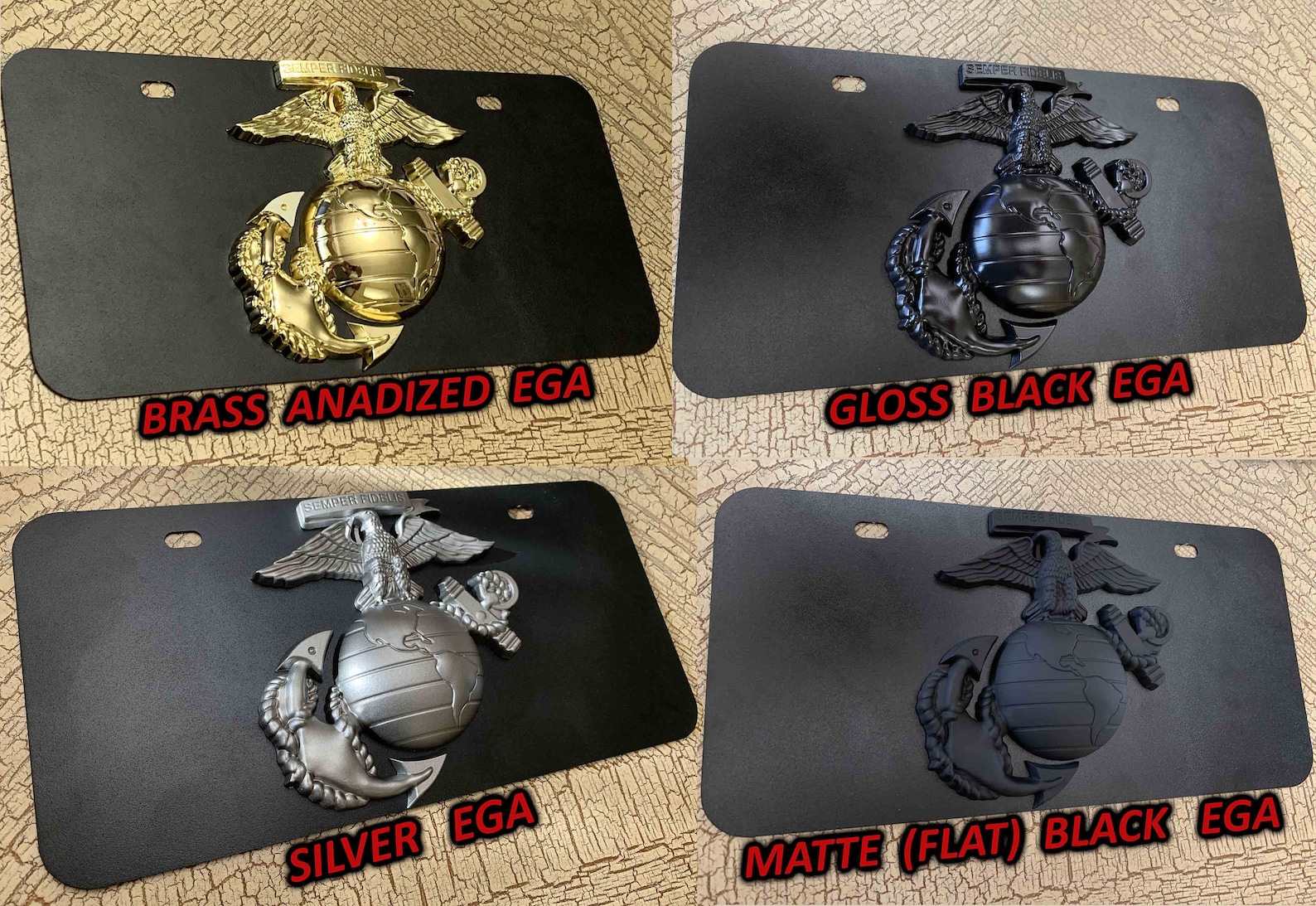 USMC MARINE License Plate 3D Metal EGA Powder Coated Etsy