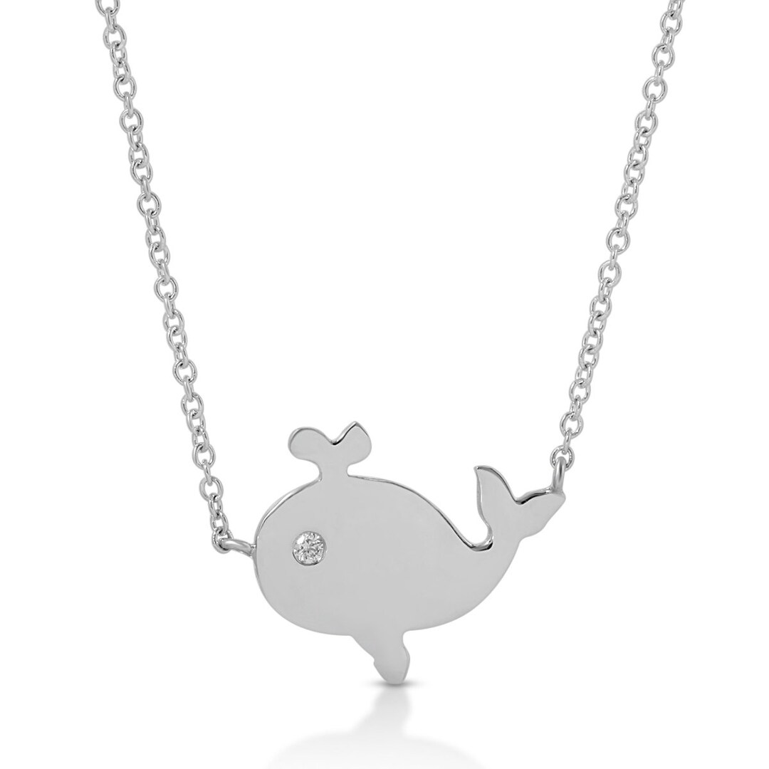 14K Solid Gold Diamond High Quality Whale Necklace Etsy