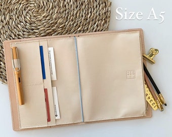 Travelers notebook inserts, A5 Leather natural wallet for the traveler's notebook, Wallet for the notebook, Wallet for traveler's notebook,