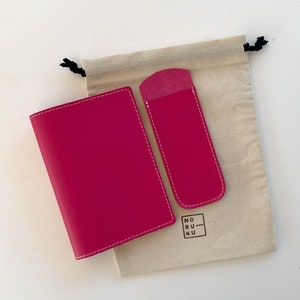 Fuchsia Leather Cover for Hobonichi A6 Notebook
