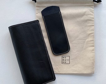 Hobonichi weeks cover, Hobonichi weeks wallet with pockets, Black leather holster for hobonichi, Rechargeable holster.