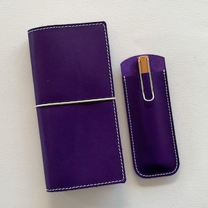 Hobonichi Weeks cover, Leather cover for Hobonichi Weeks purple color, Leather case for hobonichi, Hobonichi weeks case.