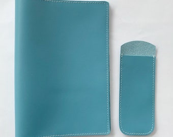 Hobonichi cousin cover, Notebook Cover leather blue, Hobonichi cover blue notebook A5, Cover Hobonichi blue Midori A5,  Hobonichi Leather A5
