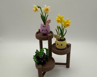 Miniature Plant Stand | 1:6 Scale Dollhouse Furniture | 3-Tier Display Rack | Miniverse Plant Holder