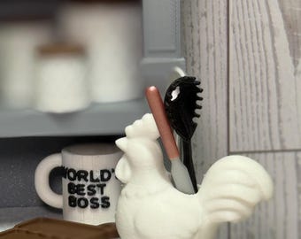 Miniature Chicken Utensil Holder | 1:6 Scale Dollhouse Accessory | 3D Printed Kitchen Decor | Miniverse Storage