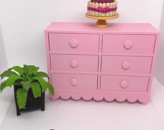 Miniature Scallop Dresser | 1:6 Scale Furniture | Storage for MGA's Miniverse