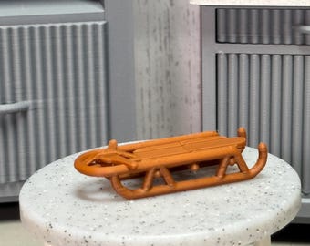 Miniature Sleigh | 1:6 Scale Dollhouse Accessories | 3D Printed Christmas Sled | Miniverse Decor