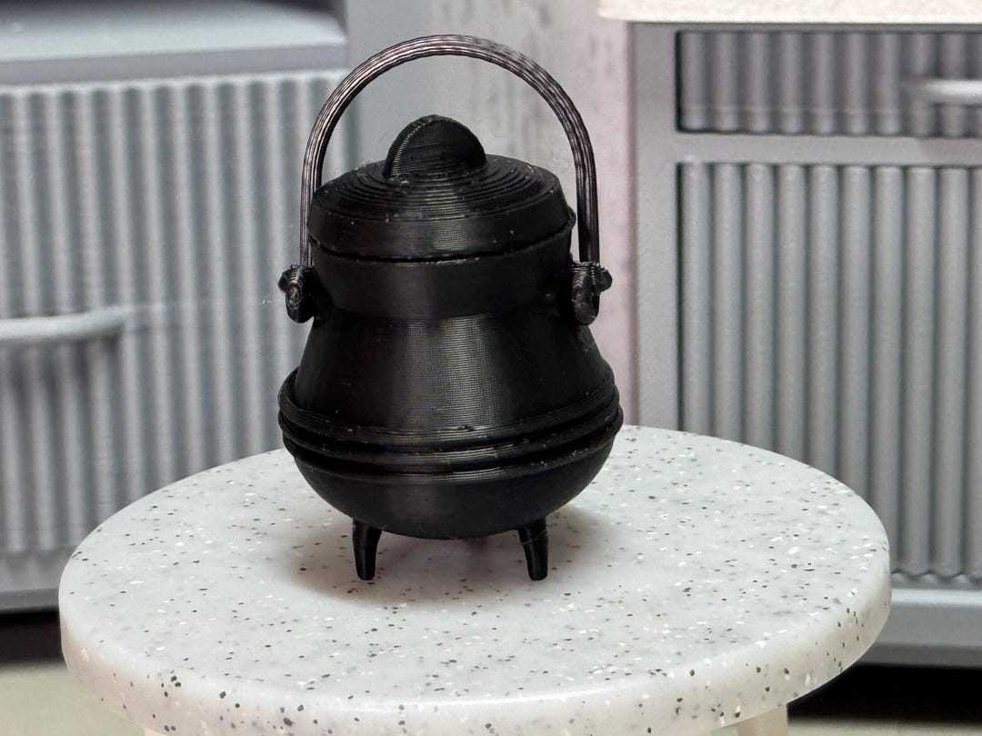 Miniature Cauldron | 1:6 Scale Wizard Accessory | 3D Printed Black ...