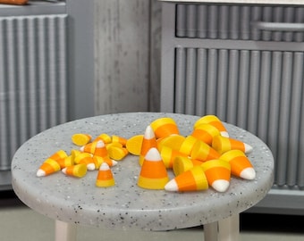 Miniature Halloween Treats Set | 1:6 Scale Candy Corn & Pumpkins | 3D Printed Fall Minis | Miniverse Decor