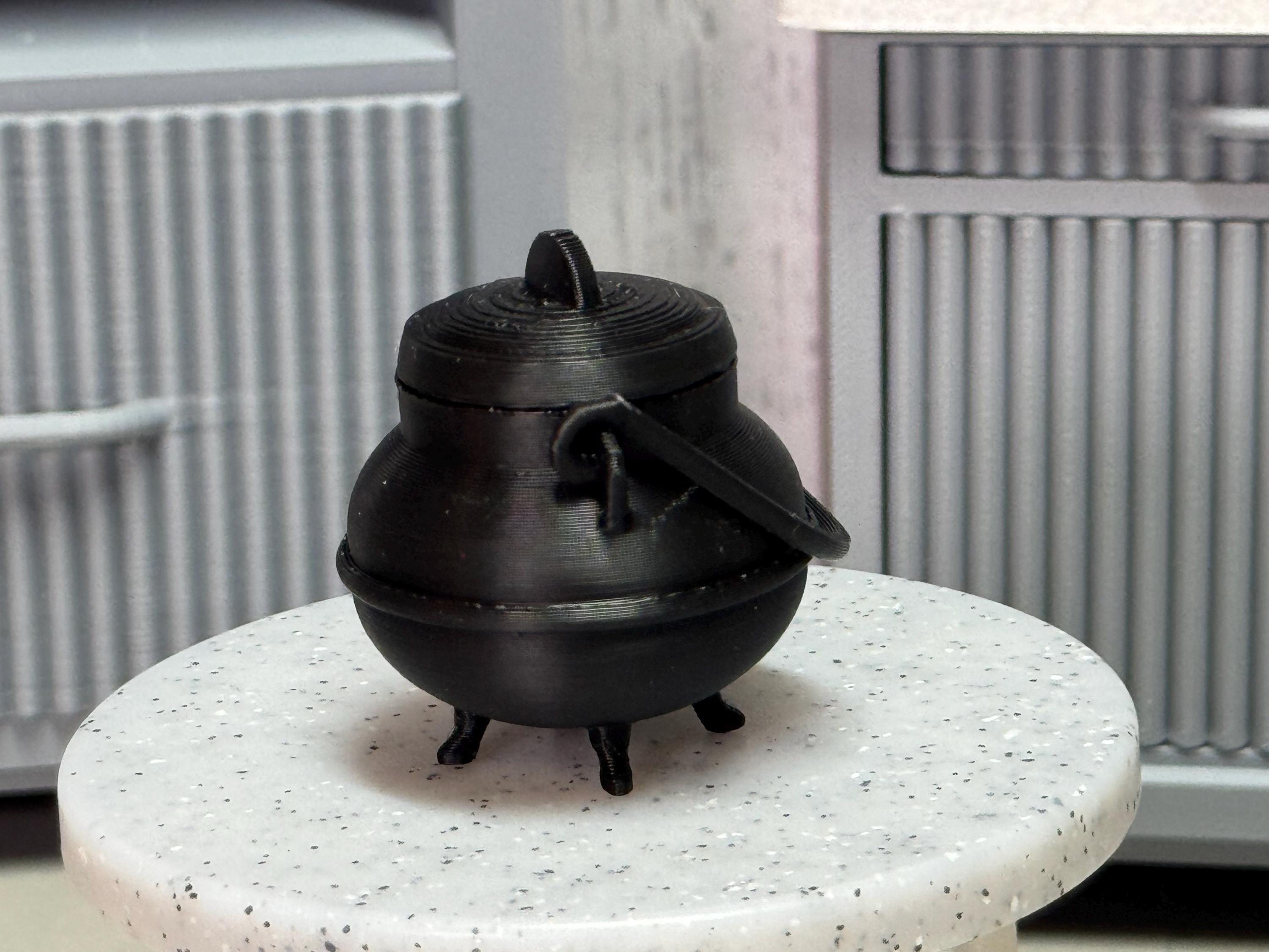 Miniature Cauldron | 1:6 Scale Wizard Accessory | 3D Printed Black ...