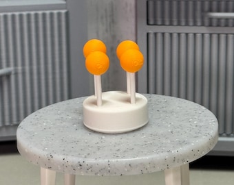 Miniature Sphere Cake Pops Set of 4 | 1:6 Scale Dollhouse Accessories | 3D Printed HeartCake Pops | Miniverse Decor