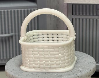 Miniature Square Basket | 1:6 Scale Dollhouse Accessory | 3D Printed Storage Basket | Miniverse Decor