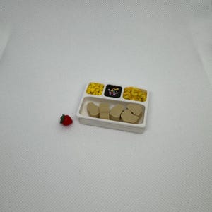 Miniature 4-Compartment Food Tray – Rounded or Funky Edge Style | 1:6 Scale for MGA&#39;s Miniverse