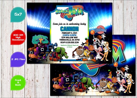 space jam baby shower invitations