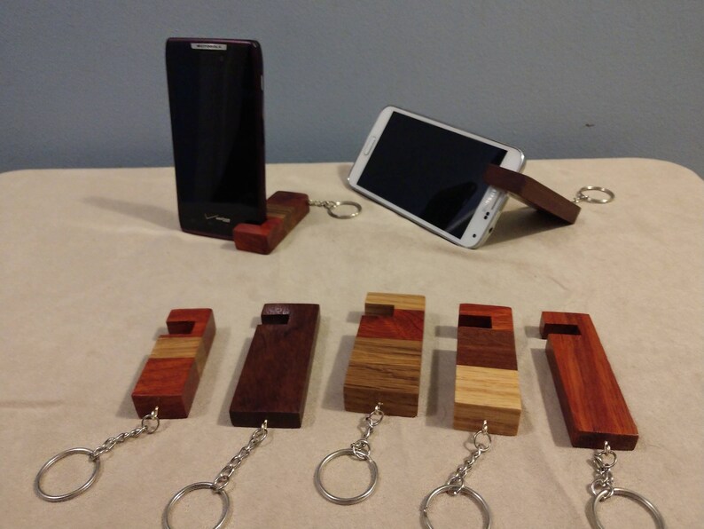 Wood Keychain Cell Phone Stand for Iphone and Android Phones Etsy
