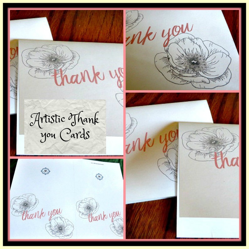 Hand Drawn Floral Thank You Cards - Etsy