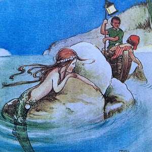 "Vintage Buch Illustration Klappkarten: ""Die kleine Meerjungfrau"" aus Hans Christian Andersens Märchen, Mabel Lucie Attwell, 1914."