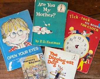 Lot of 5 vintage children’s books- 1950’s-60’s, various authors and illustrators including P.D. Eastman and Al Perkins
