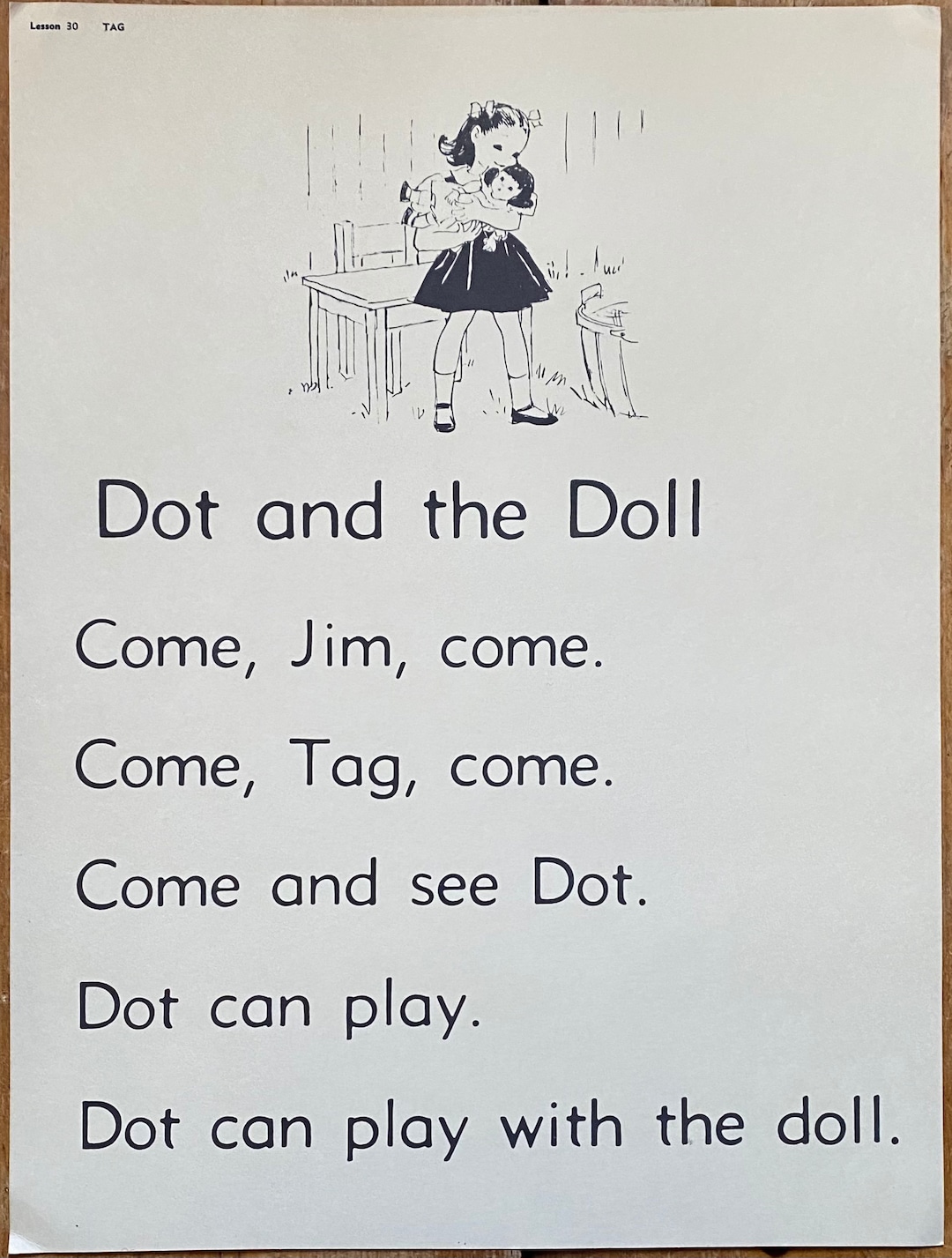 Vintage School Posters, Early Reading Teaching Aids, 1950s, 18x24 Inch