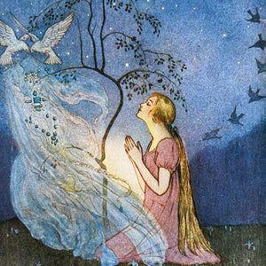 Vintage Buchillustrationen Karte, Cinderella, Elenore Plaisted Abt, 1920, die Märchen der Grimms, Grimms Märchen, 11,5 x 13 cm