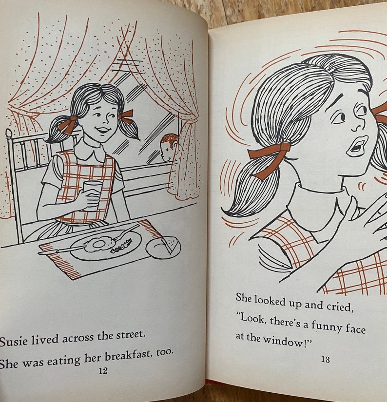 Funny Face at the Window, Sara Asheron, pictures by Anthony Tallarico, Wonder Books Easy Reader, hardcover, 1970, vintage childrens book image 5