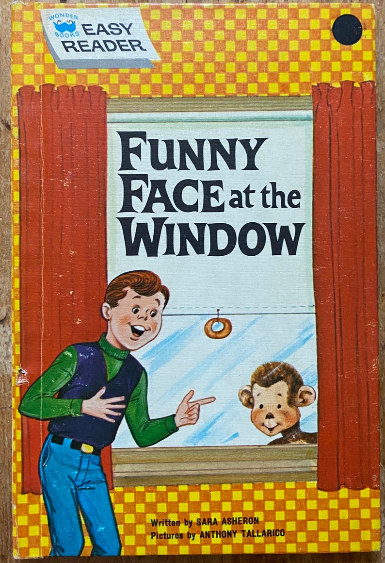 Funny Face at the Window, Sara Asheron, pictures by Anthony Tallarico, Wonder Books Easy Reader, hardcover, 1970, vintage childrens book image 1