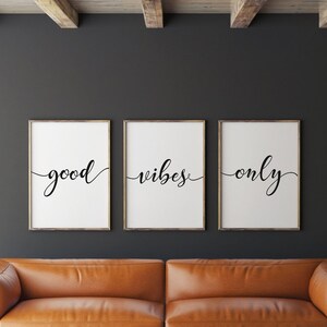 Good Vibes Only, Minimal Poster, Printable Design,  Set of 3 Prints, Minimalist Art, Home Wall Decor, Multiple Sizes