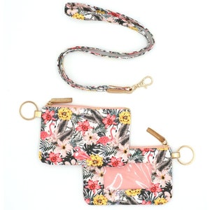ID Wallet and Detachable Lanyard Set Tropical Flamingo