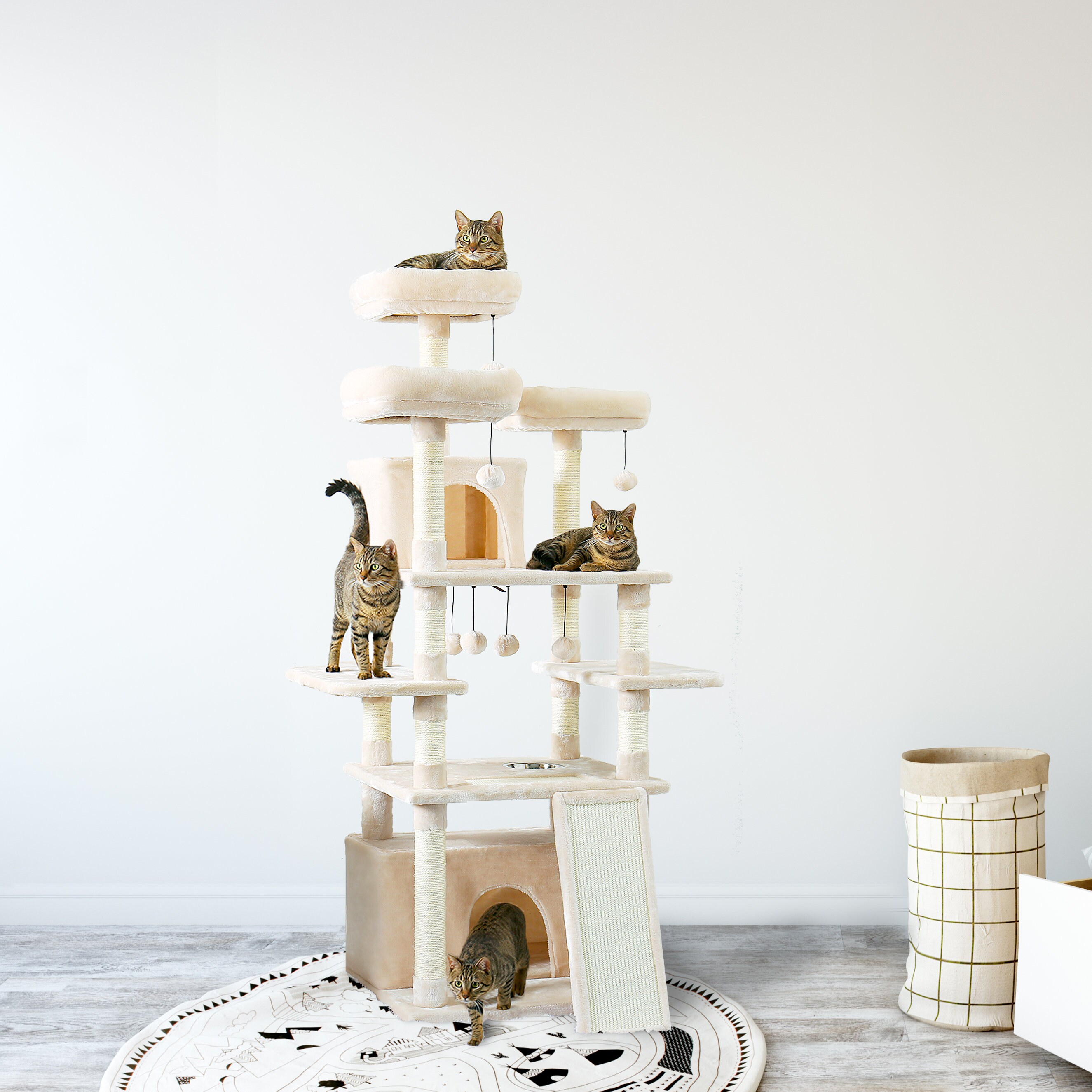 67 Inch MultiLevel Cat Tree Tower for Large Cats with Cozy Etsy