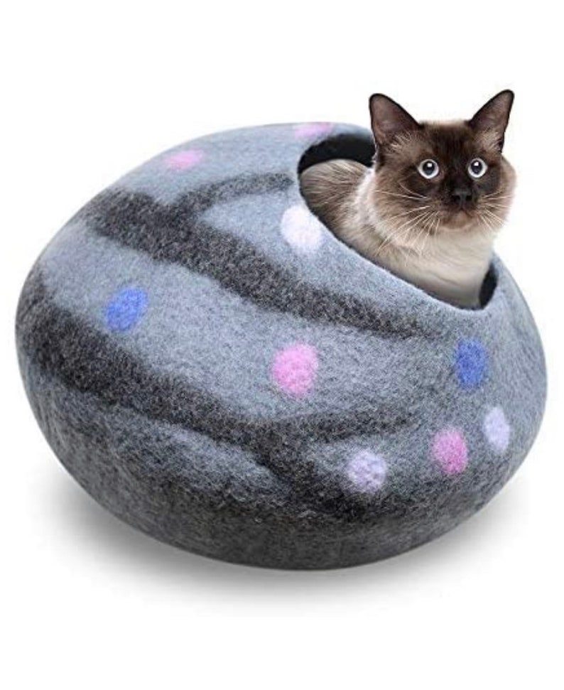 Handcrafted Wool Cat Cave Bed House Felted Wool Sleeping Etsy