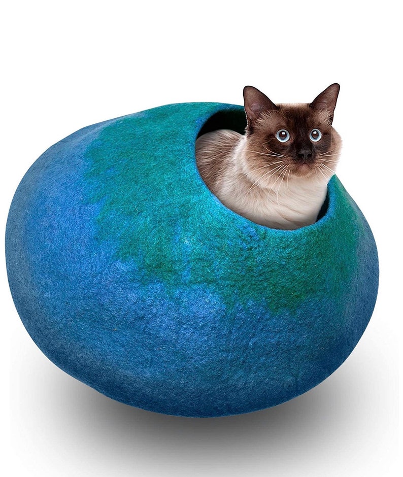 Handcrafted Wool Cat Cave Bed House Felted Wool Sleeping Etsy