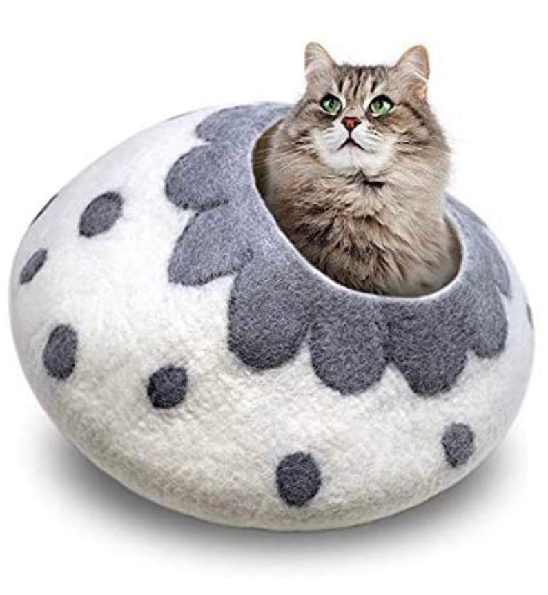 Handcrafted Wool Cat Cave Bed House Felted Wool Sleeping Etsy