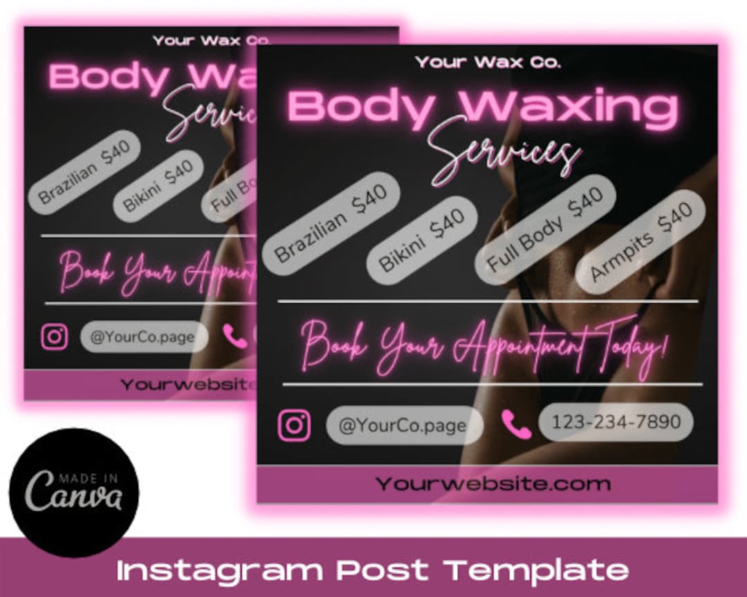 Body Waxing Sale Appointment Flyer Template / Price List Flyer Etsy