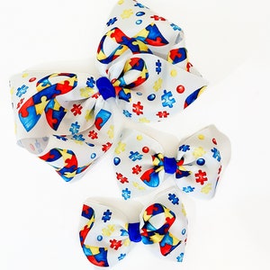 Autism Awareness hair bow